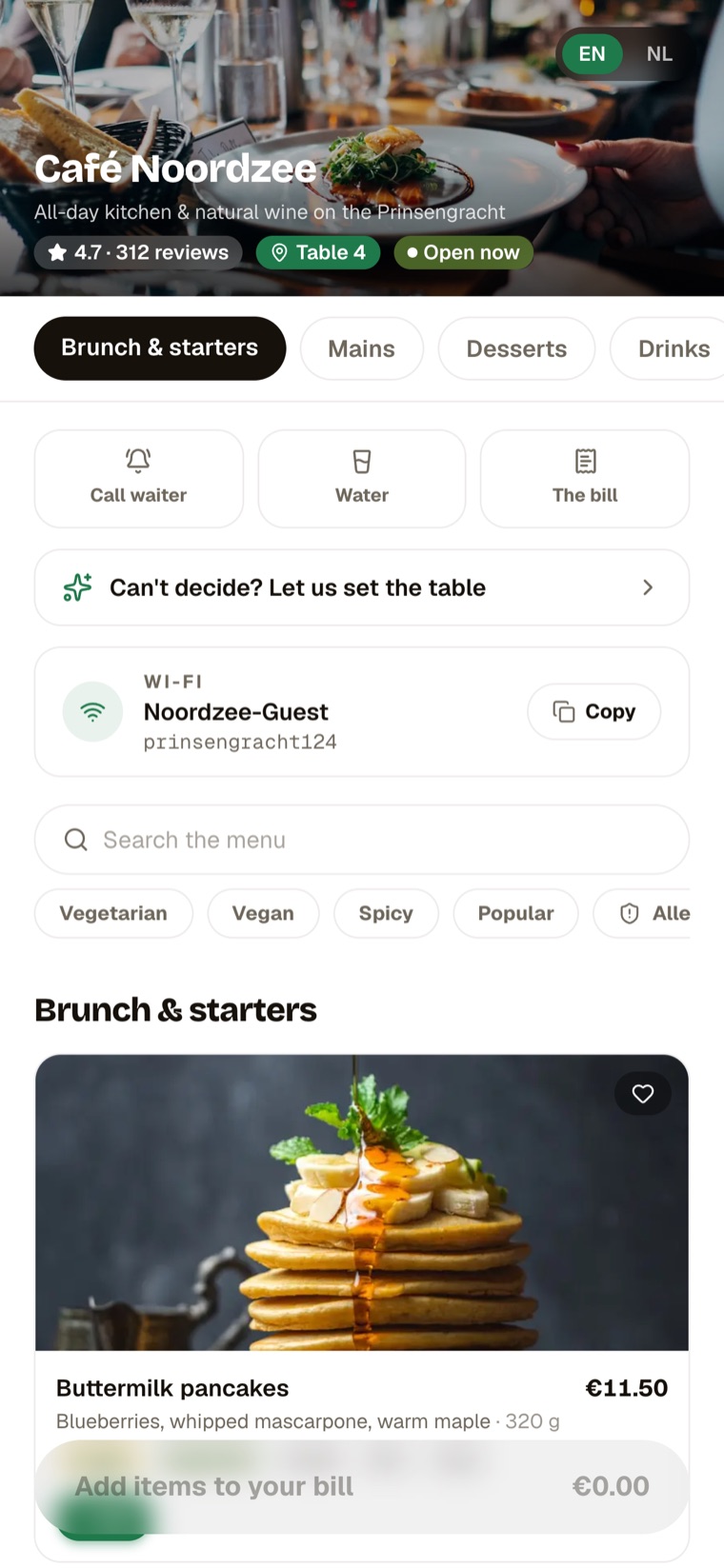 Karta — guest menu