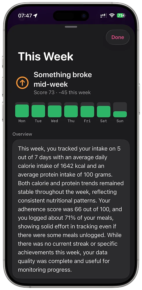 Numi AI meal analysis screen